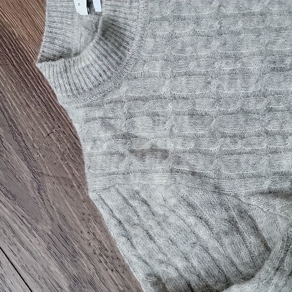 Sandro Gray Cable Knit Crewneck Sweater - Picture 4 of 7